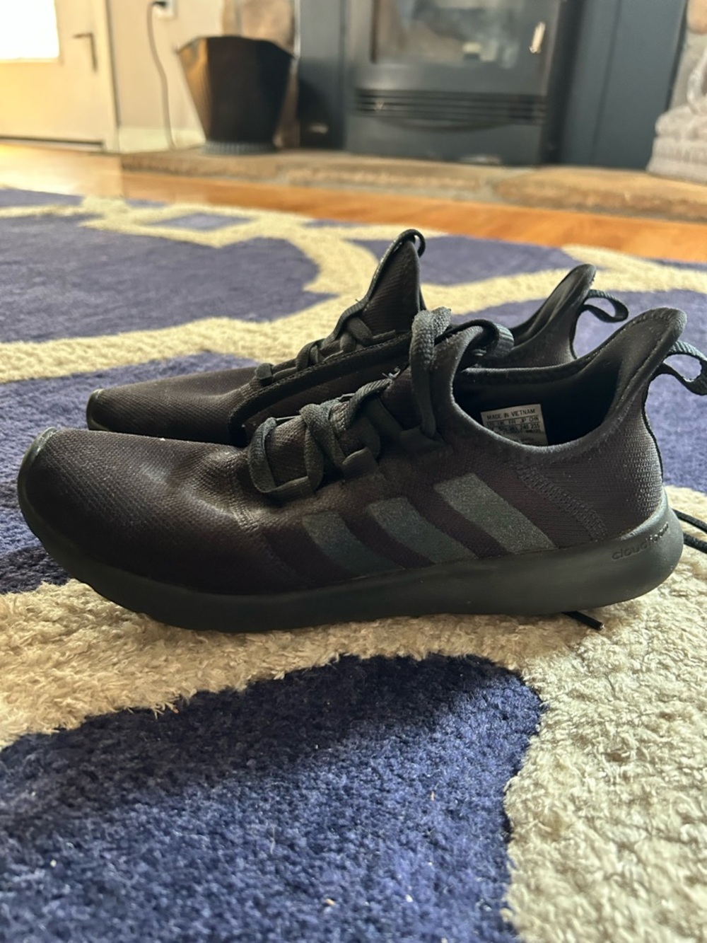 adidas Black Low-Top Athletic Sneakers with Subtle Stripes